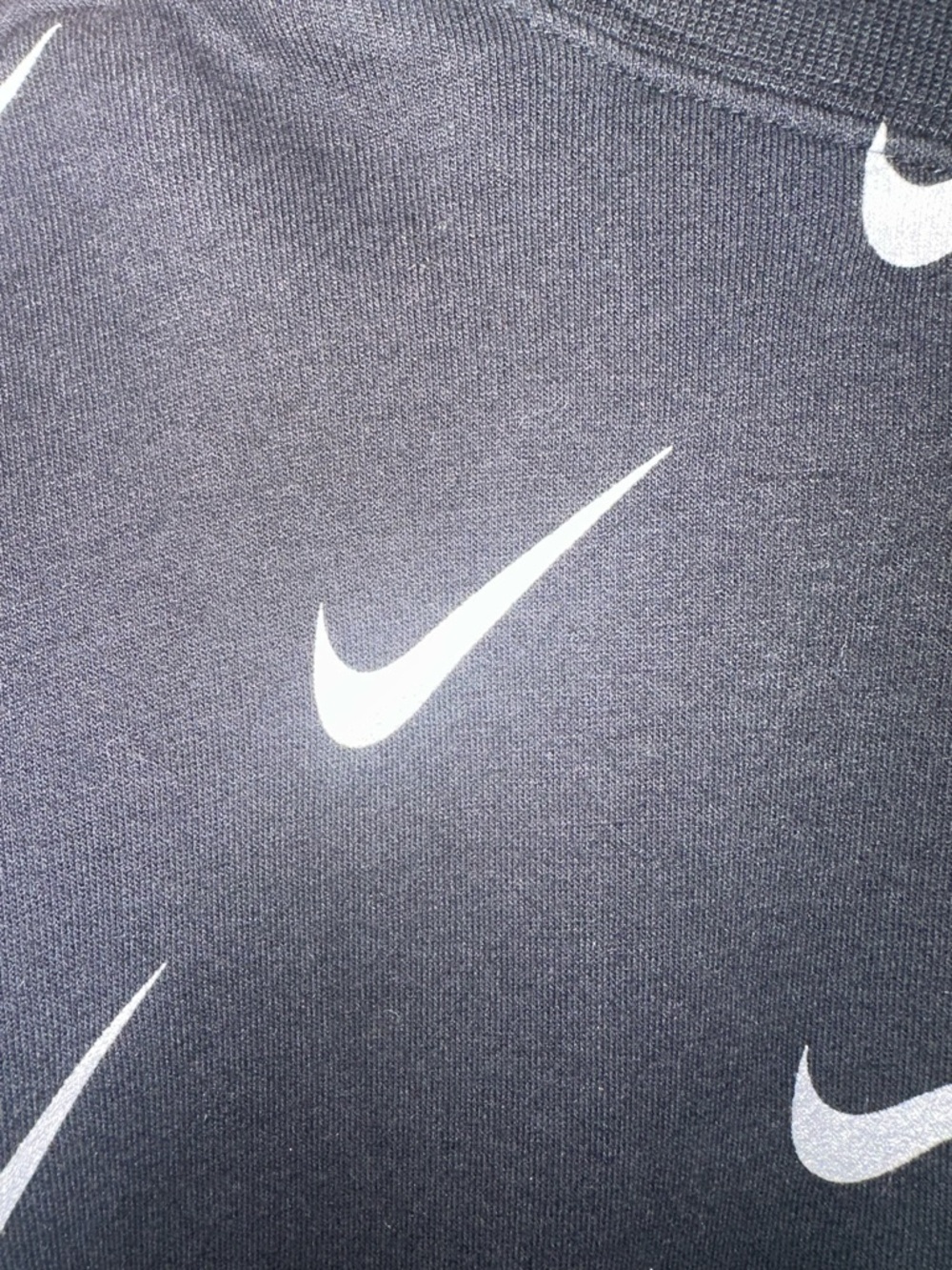 Nike Black Crewneck with Repeated White Swoosh Pattern NWOT L athleisure gym - Picture 9 of 9